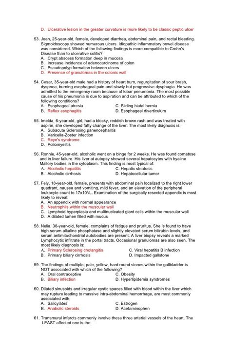 Pathology examination questions for medical .